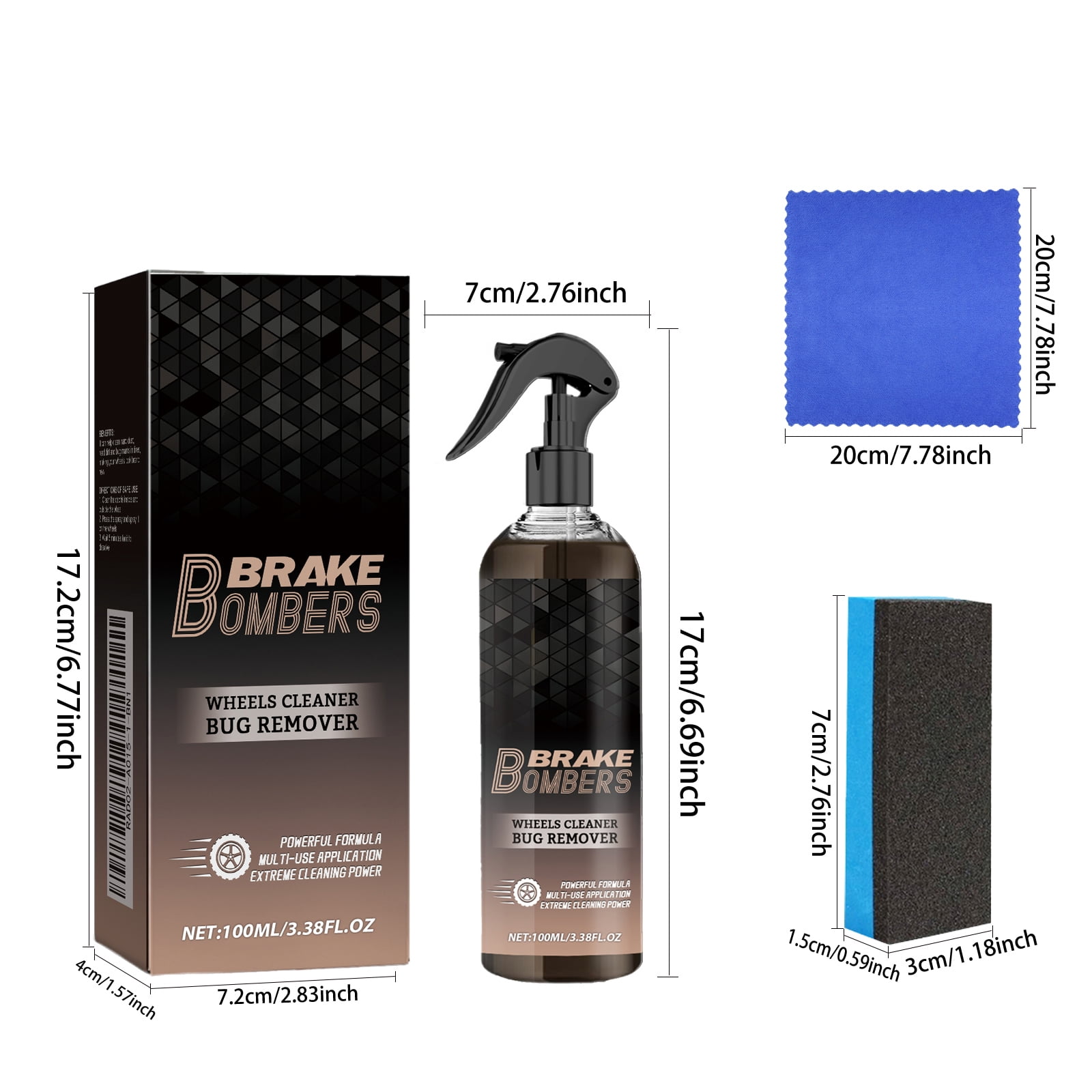 Alvantor Rust Remover Brake Cleaner Spray for Auto Dust Iron Polishing Repair Anti-Noise, 3.38fl oz