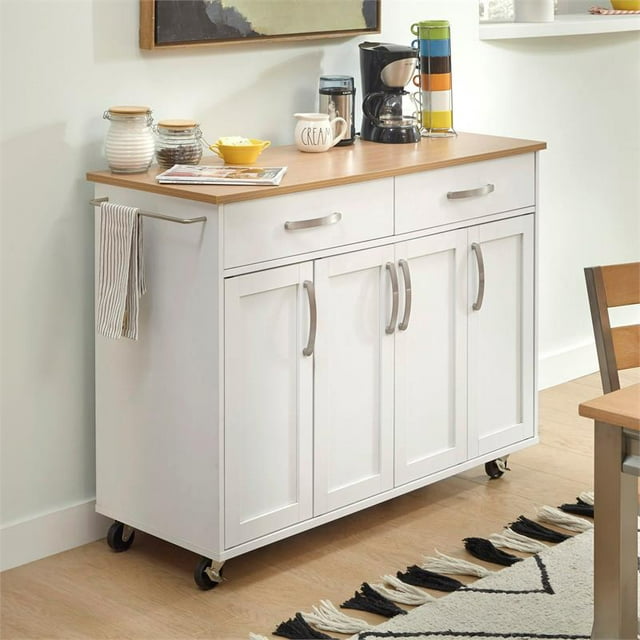 Homestyles Rangement Plus Chariot de Cuisine en Bois Blanc