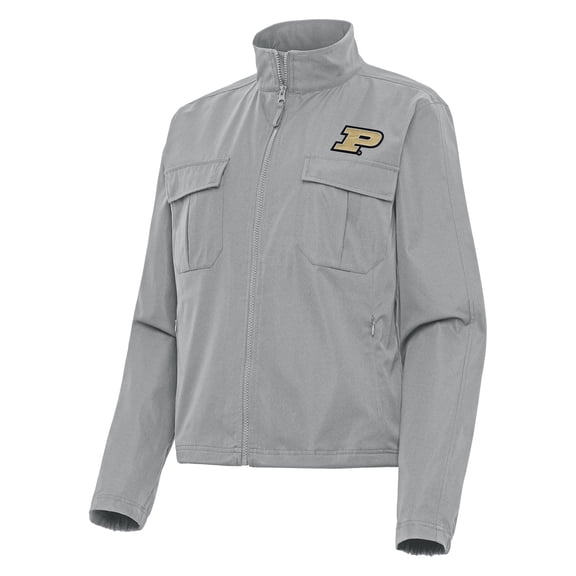 Women's Antigua  Gray Purdue Boilermakers Even Par Full-Zip Jacket