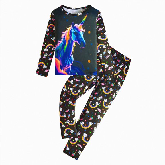 Paguaki Kids Pajama Set in Dark 3D Fluorescent Print Boys Girls Nightwear Soft Long Sleeve PJs with Designs Comfy Sleepwear 2-Piece Set Size 3T 4T