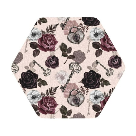 

Cauagu Retro Red Black Roses for Round Coaster Drink Coasters Set of 4 Leather Bar Beer Beverage Cup Mat for Drinks for Tabletop Protection & Coffee Table Decor