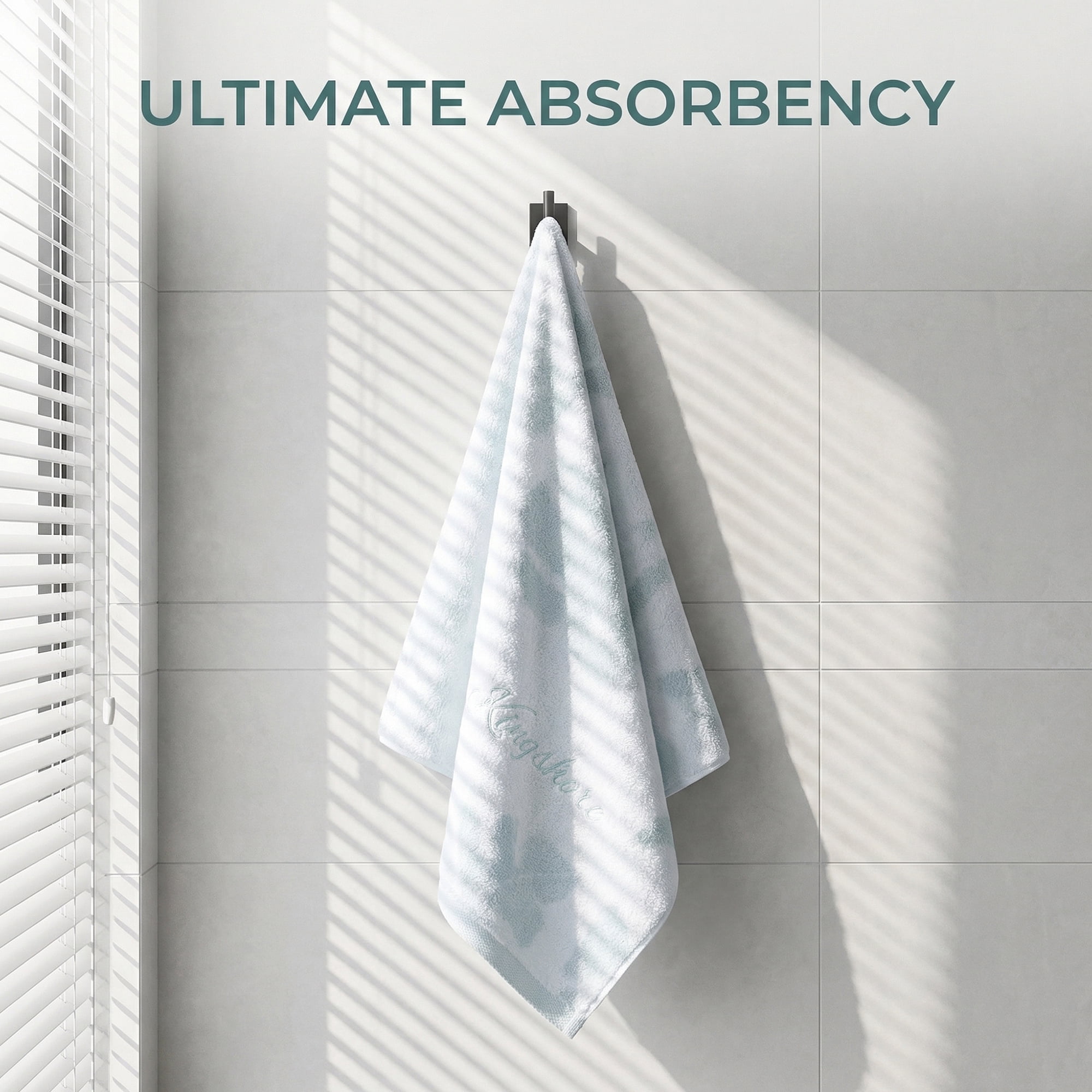 Unique Bargains Cotton Leaf Jacquard Soft Absorbent Hand Towel Green 28" x 13"