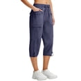 thumbnail image 2 of Capris for Women Quick Dry Elastic Waist Straight Leg with 6 Pockets Lightweight Casual Summer Hiking Pants, 2XL, 2 of 7