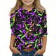 thumbnail image 2 of Blusas y camisas de manga larga con cuello redondo para niños Estampado de carnaval Camisa y top de manga 3/4 / cuello redondo tres cuartos para niños Top de poliéster para niños, 2 of 5