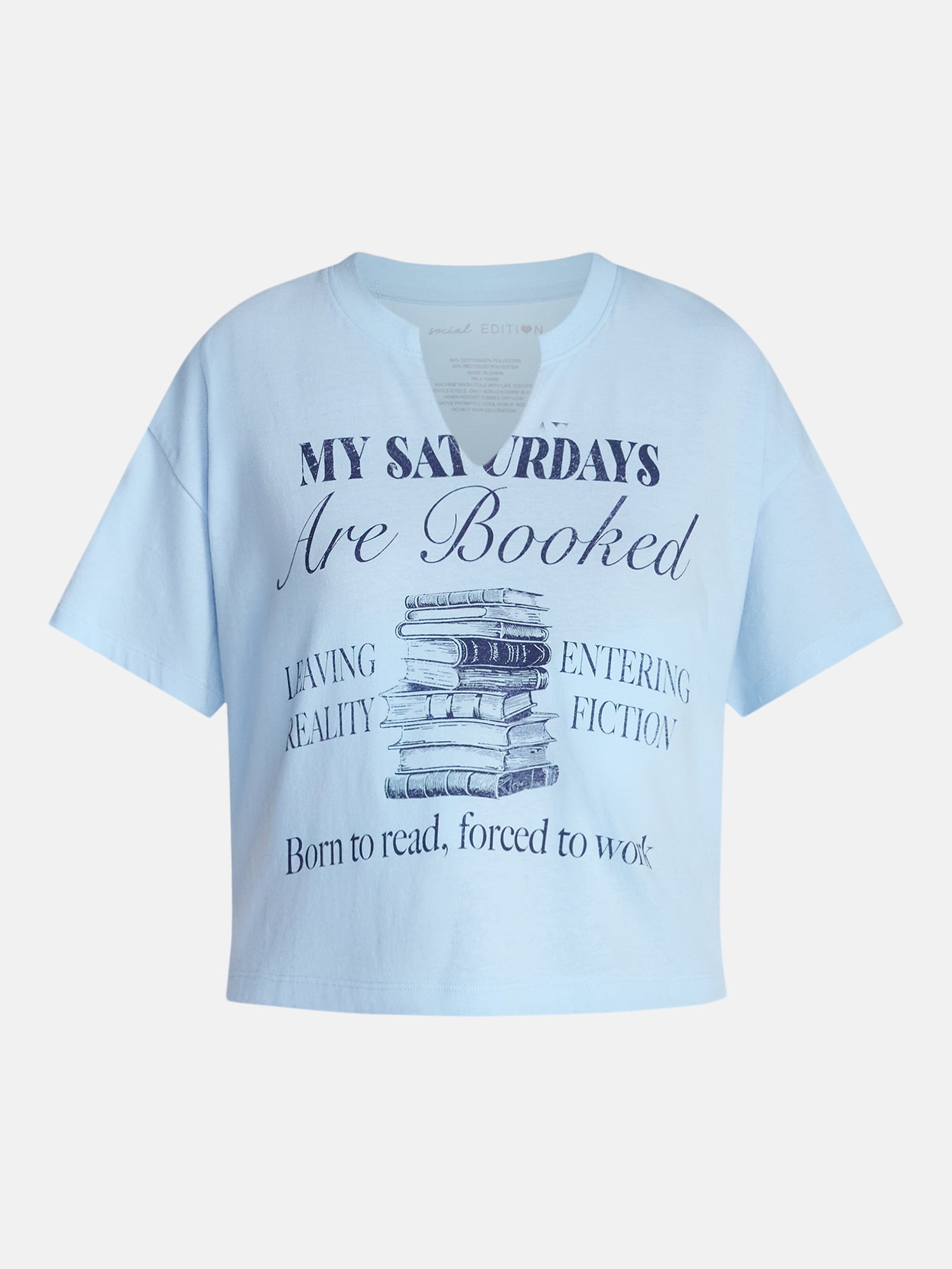 Booked Saturdays Women's Graphic Tee with Short Sleeves, Sizes XXS-XXL