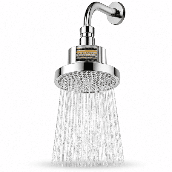 6 Inch High Pressure Filtered Rain Shower Head, ABS Top Shower with Chrome Finish, Universal G1/2 Connection