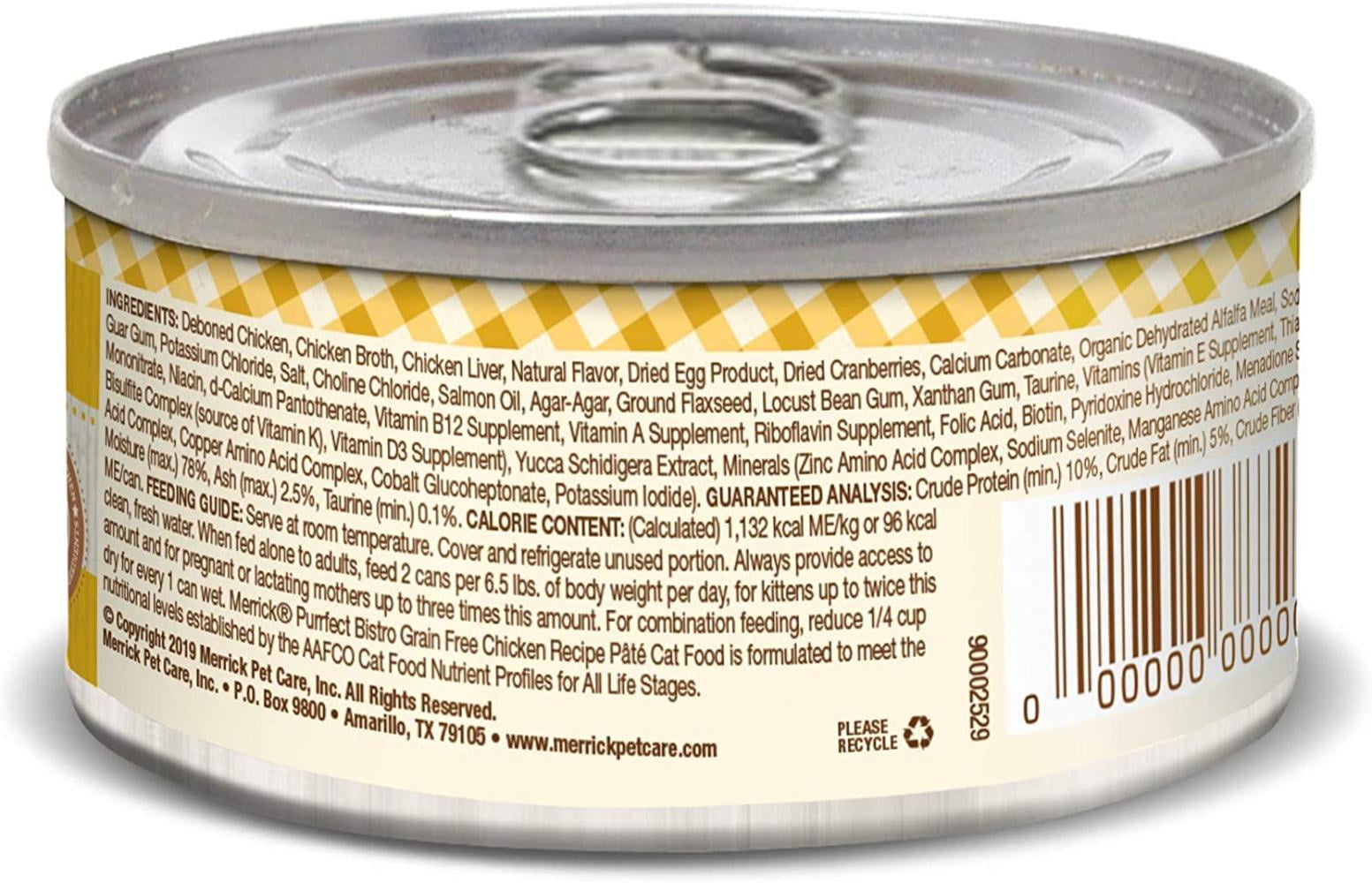(18-Pack) Merrick Purrfect Bistro Grain Free Pate Wet Cat Food Chicken, 3 oz
