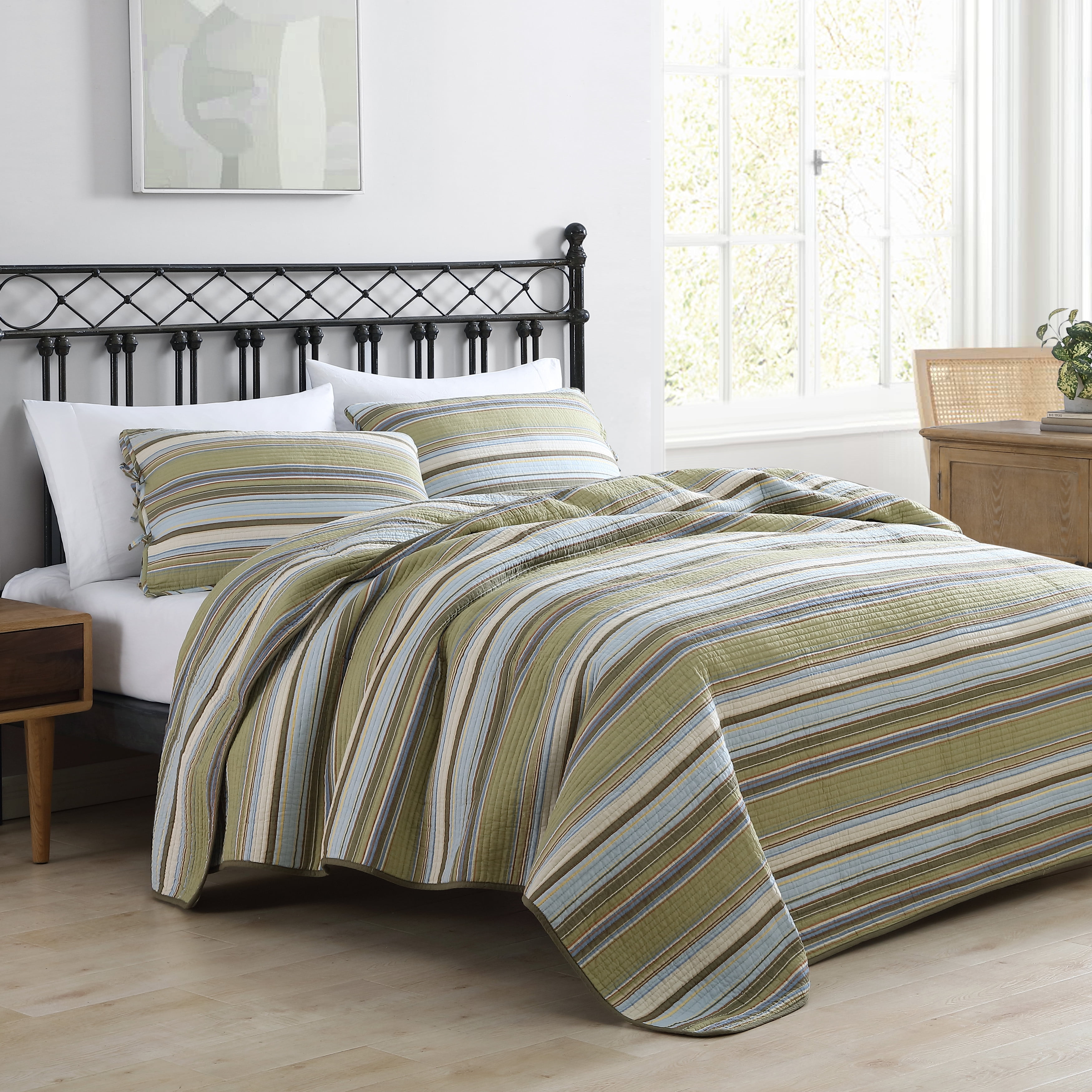 Stone Cottage Fresno Multi Green Quilt Set Full Queen Walmart Com Walmart Com