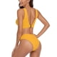 thumbnail image 3 of Trajes de baño para mujer Traje de baño de dos piezas Poliéster Correa ancha Triángulo Cuello en V Traje de baño con bandas Amarillo M, 3 of 6