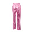 thumbnail image 5 of DeHolifer Womens Faux Leather Pants High Waisted PU Leather Straight Leg Shinny Disco Trousers Workout Palazzo Pants with Pockets Pink L, 5 of 5