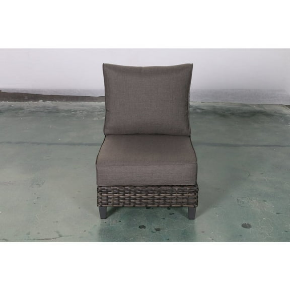 Barbados Two-Tone Dark Gray/Light Gray Wicker Middle in Charcoal Cushion