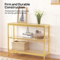 thumbnail image 5 of Console Table, Tempered Glass Narrow Sofa Table, 3-Tier Entryway Table with Storage Shelves & Metal Frame for Living Room, Hallway, Foyer,Gold, 5 of 6