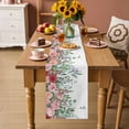 thumbnail image 2 of Watercolor Roses Table Runner - 60 Inch Long Spring Flowers Leaves Butterflies Botanical Cotton and Linen Blended Dress Scarves Farmhouse Table Runner for Kitchen Dining, Coffee Table, 13" x 60", 2 of 8