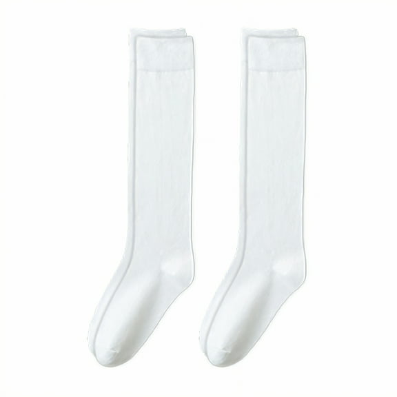 TELOLY 2Pairs Tube Socks,Over the Knee Socks Long Socks for Women,Versatile School Style Tube Socks Women,White2