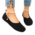 thumbnail image 6 of Miluxas Womens Dress Shoes Flower Mary Jane Ballet Flats Pearls Strap Bowknot Wedding Princess Shoes Black 5.5(36), 6 of 9