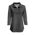 thumbnail image 6 of Women's V Neck Polo Shirt 3/4 Sleeve Quarter Zip Collared Tops Color Block Casual Dressy Fall Ladies Blouses, 6 of 9