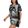 thumbnail image 2 of Picia Running Horse Pajamas Sets for Women Soft Short-Sleeved Pjs with Lounge Shorts Two Piece Sleepwear-XX-Large, 2 of 9