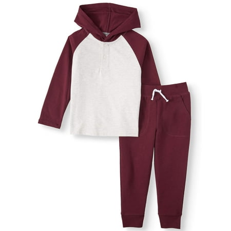 Garanimals Long Sleeve Hoodie & French Terry Joggers, 2pc Outfit Set (Toddler Boys)