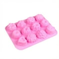 thumbnail image 2 of Teissuly Food Grade Silicone Flowers Molds, Baking Pan with Flowers and Heart Shape Non-Stick 1-Pack Silicone Molds for Chocolate, Candy, Jelly, Ice Cube, Muffin (Pink), 2 of 4