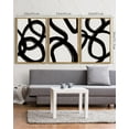 thumbnail image 3 of SHENIFY large 24x36in3pcs Natural Framed Black and Gray Abstract Wall Art Decor Duotone Minimal Dark Brush Stroke Prints Shapes Illustrations Modern Art Decorative Ready To Hang, 3 of 5