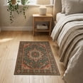 thumbnail image 3 of ODIKA 2'x3' Washable Doormat Vintage Abstract Distressed Scrollwork Medallion Terracotta Border for Entryway, Kitchen, Laundry Room, Non-Slip, Low Pile, 3 of 7