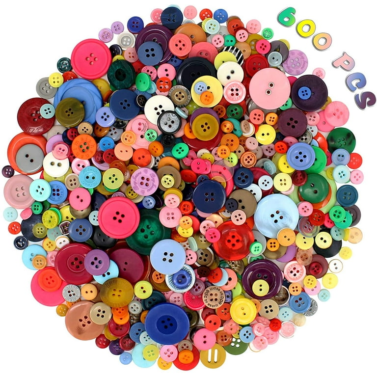 Craft DIY Buttons, About 600PCs Mixed Color Assorted Size Round Resin  Button for Sewing, Manual Printing, Art Ornaments, Fine Motor Activities,  Scrapbook Decorations 