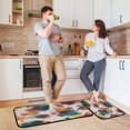 thumbnail image 6 of 2-Piece Kitchen Rugs Set Non-Slip Mats Carpet Floor for Kitchen, Bathroom (19.7"x27.6" & 19.7"x47.2") Teal and Orange Abstract Shapes, 6 of 7