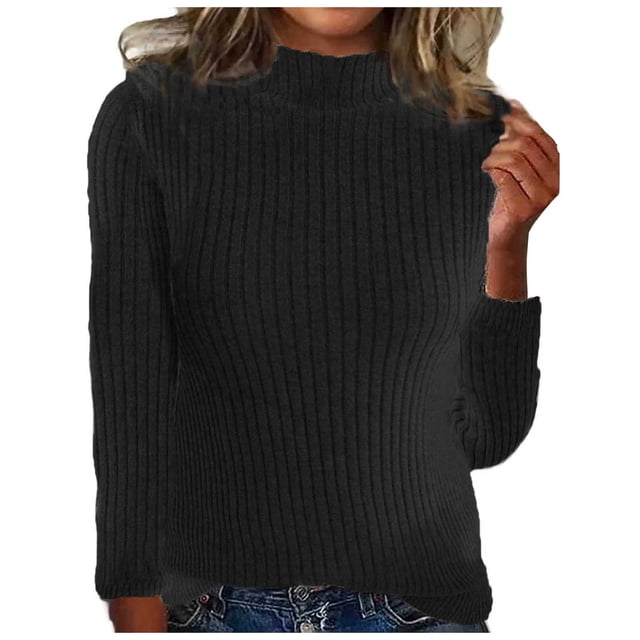 Chandail Col Roulé Femme Chandail Décontracté: Chandail Col Roulé Tricoté Couleur Unie pour Femmes
