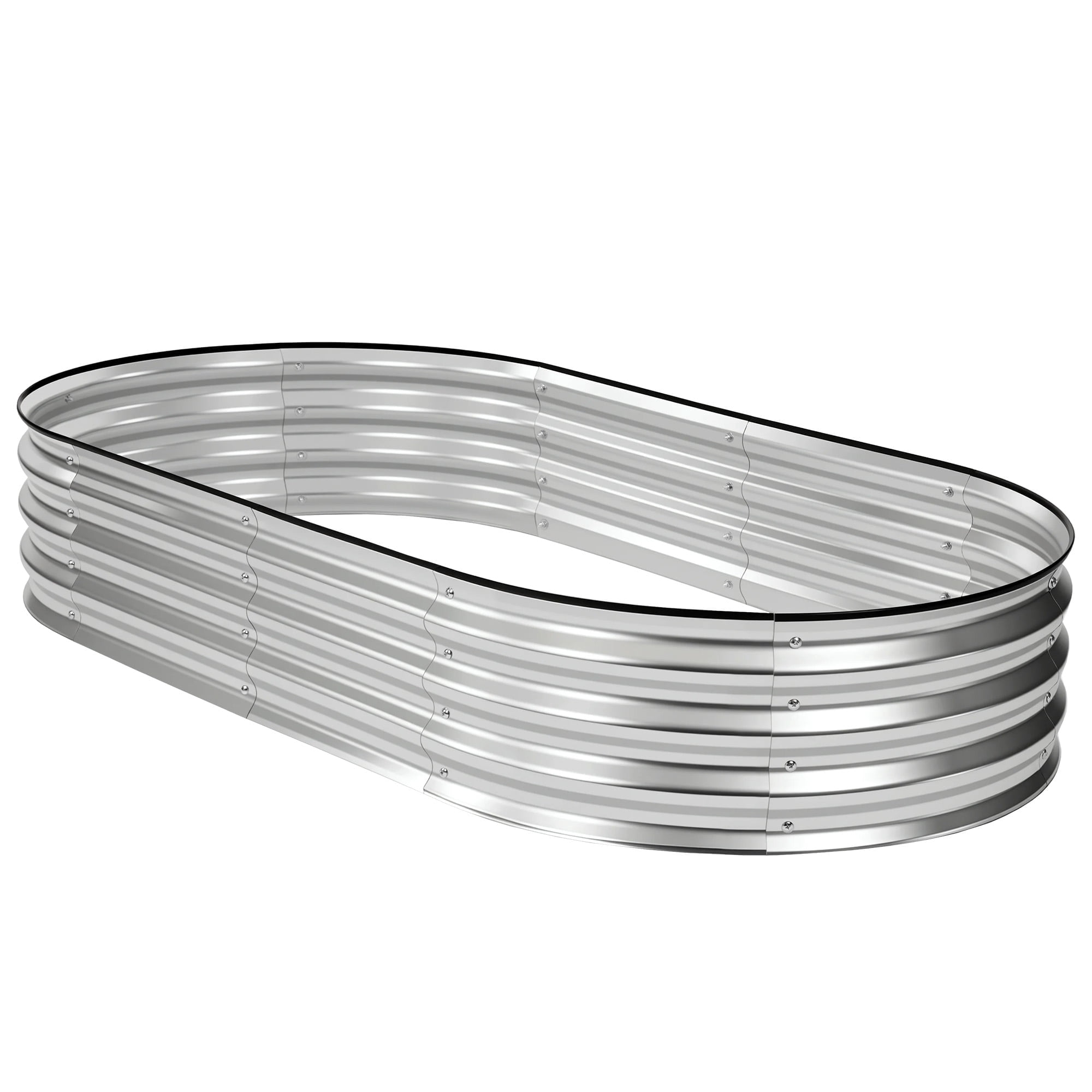CONCETTA Oval Metal Planter Box for Vegetables, Flowers, Herbs, Galvanized Raised Garden Bed Kit with Safe Rubber Edging for Outdoor Gardening