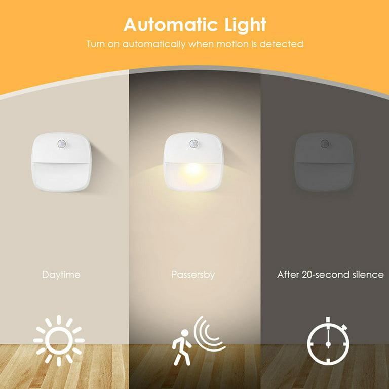CUJMH Plug-In Night Light LED Motion Sensor Activated Bathroom Hallway Kitchen I8k9, Yellow