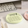 thumbnail image 3 of WKSCLPAI Round Solar Calculator, Portable Mini Desktop Calculator, Basic Standard Calculators with 8-Digit LCD Display, Stylish Macron Colorway, Light Green, 3 of 7