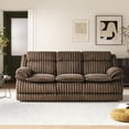 thumbnail image 3 of Roundhill Furniture Ardello Manual Reclining Sofa with Wide-Wale Corduroy Upholstery and Built-In Power Center, Chocolate, 3 of 12