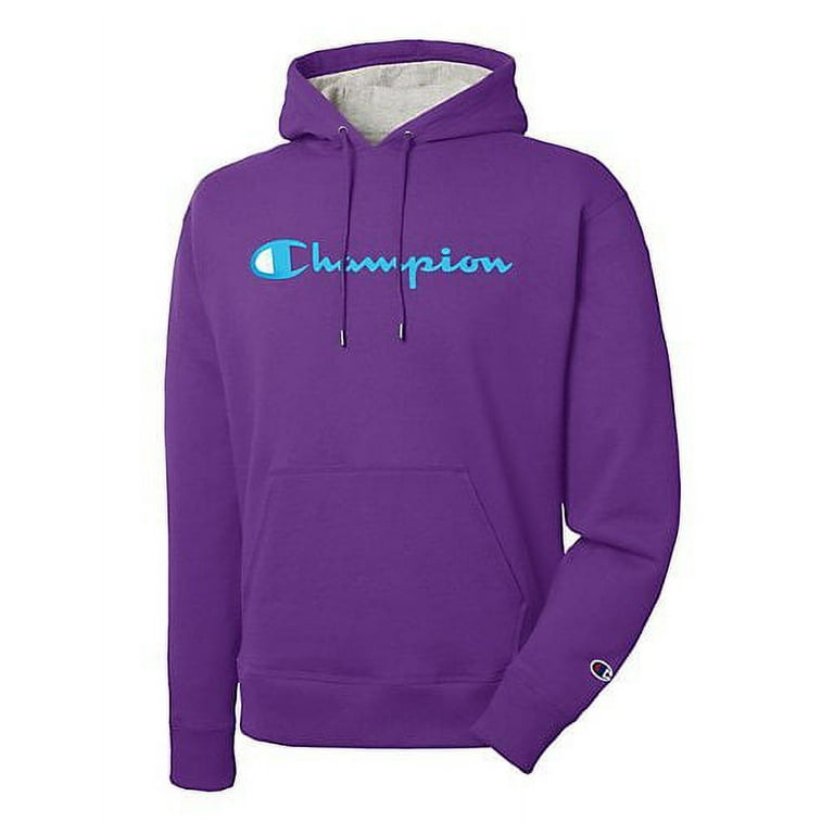 Men s Champion POWERBLEND FLEECE HOODIE SCRIPT LOGO Purple Crush XS Walmart