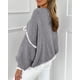 thumbnail image 4 of Suéter PRETTYGARDEN con Lazo Frontal, Mangas Abullonadas, Gris, Talla L, 4 of 6