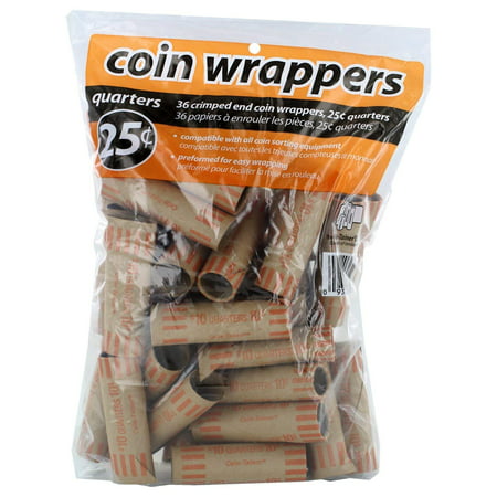 Preformed Coin Wrappers: Quarters (Pack of 36)