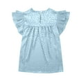thumbnail image 7 of Charella Ladies Ruffle Sleeve Blouses Dressy Casual Chiffon Mock Neck Short Sleeve Tops Summer Floral Loose Fit Shirts (L, Sky Blue), 7 of 7