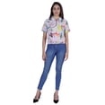 thumbnail image 2 of Moomaya Printed Short Top For Women Summer Casual Zip Collar Tee T-Shirts, 2 of 8