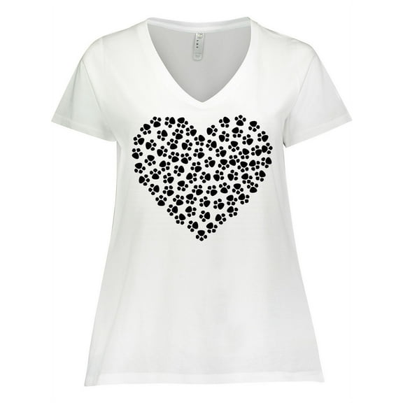 Inktastic Dog Paws, Puppy Paws, Animal Paws, Heart, Pet Women's Plus Size V-Neck T-Shirt