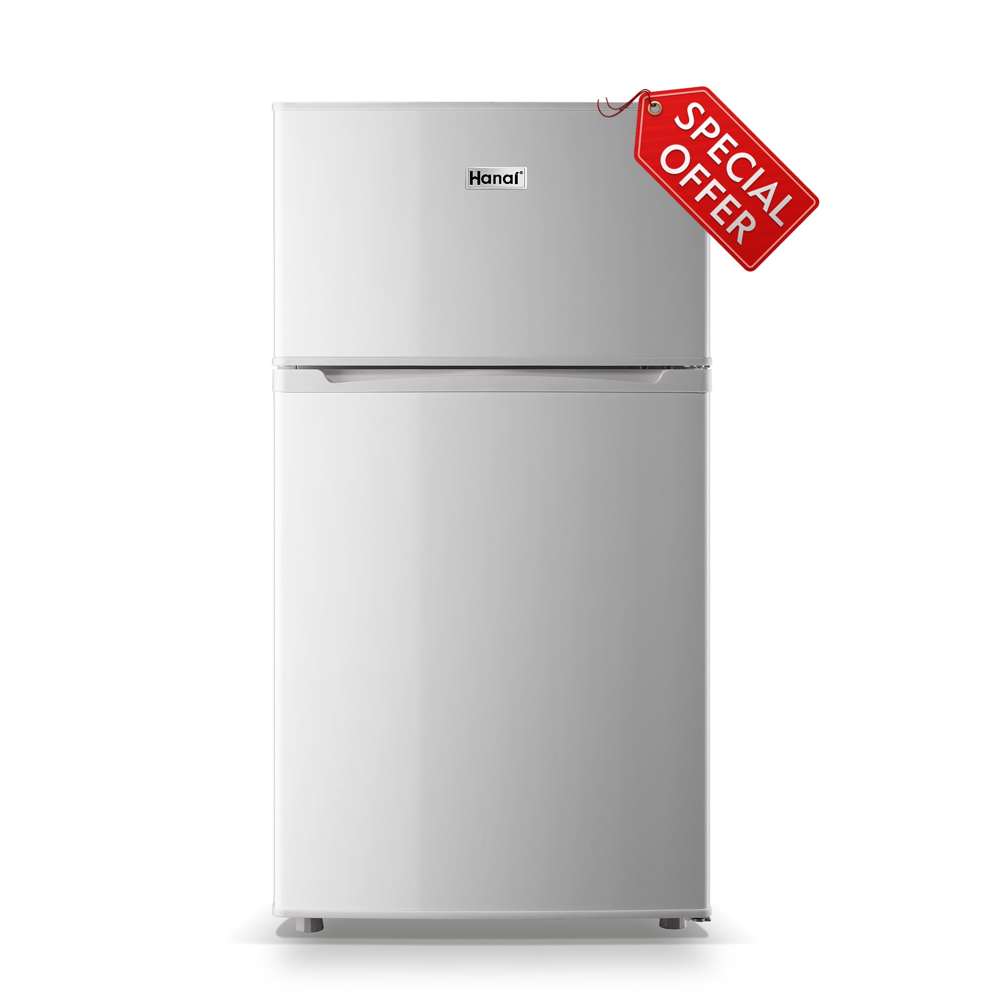 WANAI 2 Door Mini Fridge 3.5Cu.ft with Freezer,Apartment Size Refrigerator,White,New