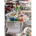 thumbnail image 5 of Outdoor Tablecloths with Umbrella Hole & Zipper, Hummingbird Round Tablecloth 54 Inch, Spring Vintage Oil Painting Sunflowers Beige Waterproof Table Cloth, Patio/Pool/Picnic Table Covers, 5 of 8