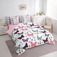 thumbnail image 2 of Erosebridal Teens Girls Colorful Butterflies Bedding Comforter Set 7pcs,Floral Love Heart Queen Bedding Sets,Pink Reversible, 2 of 6