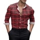 thumbnail image 1 of Camisas Negras Para Hombre Camiseta de manga larga a juego de colores a cuadros con estampado 3D digital personalizado informal a la moda para hombre (Red, XL), 1 of 4