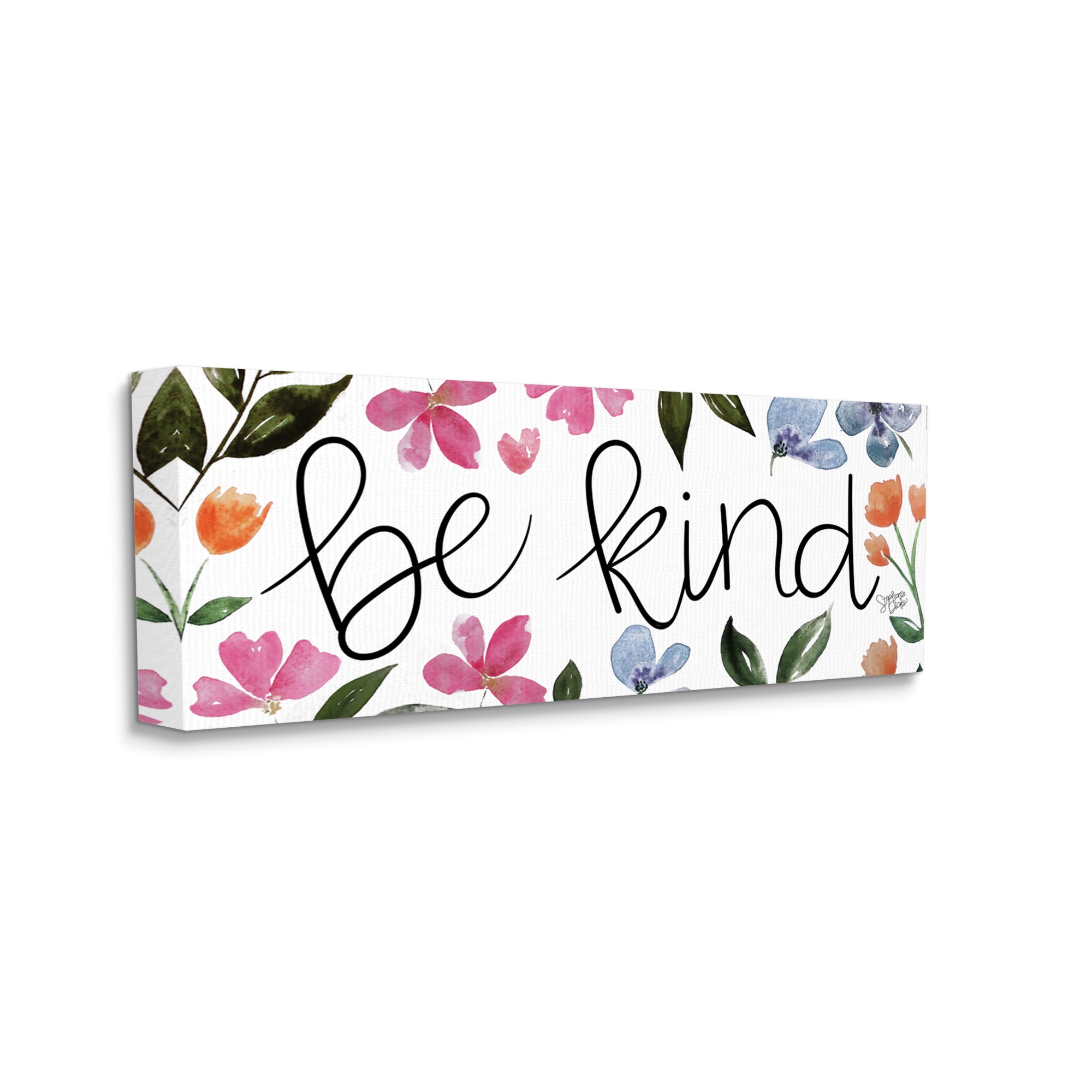 Stupell Be Kind Floral Wildflowers Botanical & Floral Painting Gallery Wrapped Canvas Print Wall Art