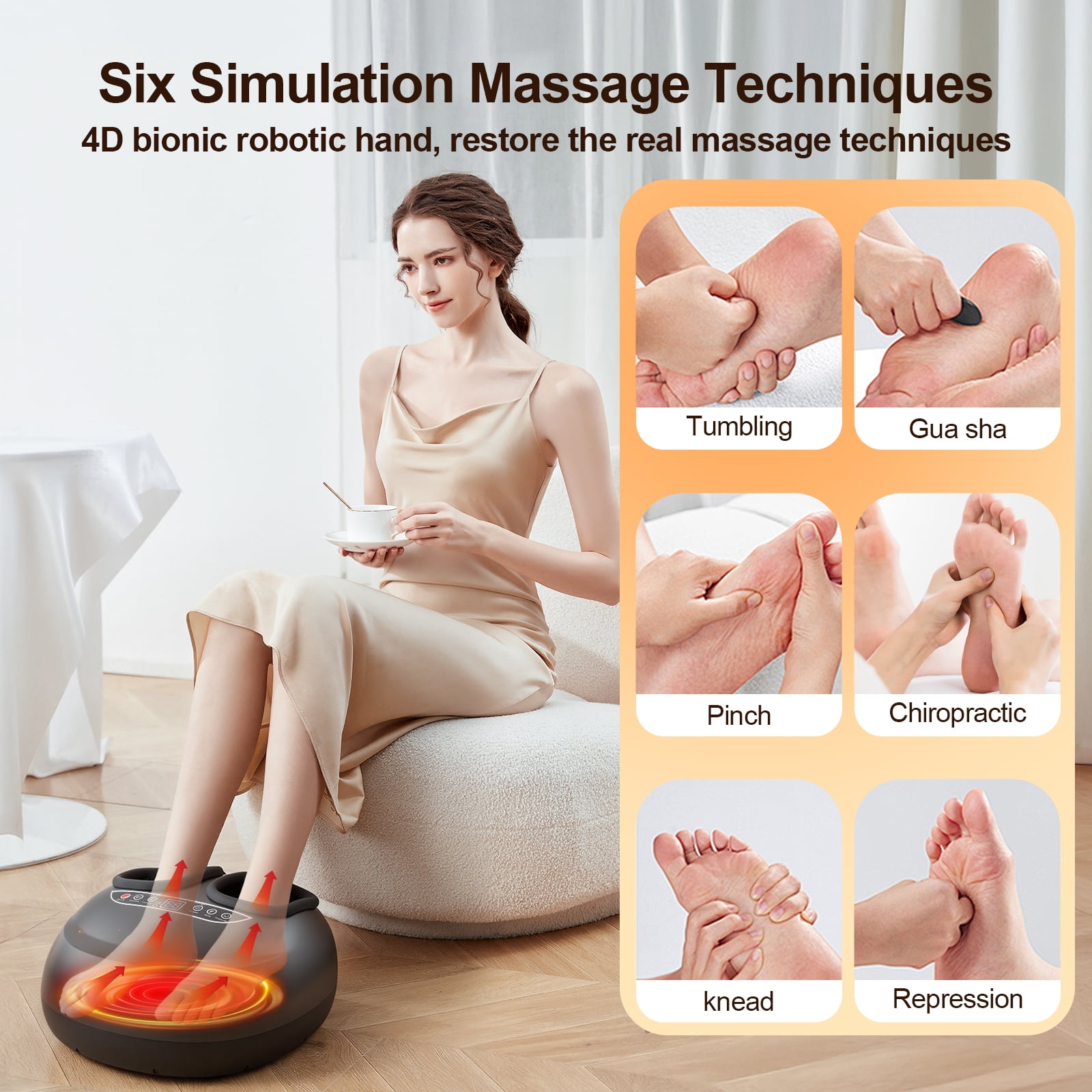 QI-EU Shiatsu Foot Massager with Heat, Plantar Fasciitis Relief Gift for Women Men Fathers Day Gifts