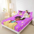 thumbnail image 3 of Castle Fairy Black Cute Anime Girl Bed Sheets 4-Piece,Dreamy Princess Print Full Size Sheets,Purple Pink,1 Fitted Sheet, 1 Flat Sheet and 2 Pillowcases, 3 of 6