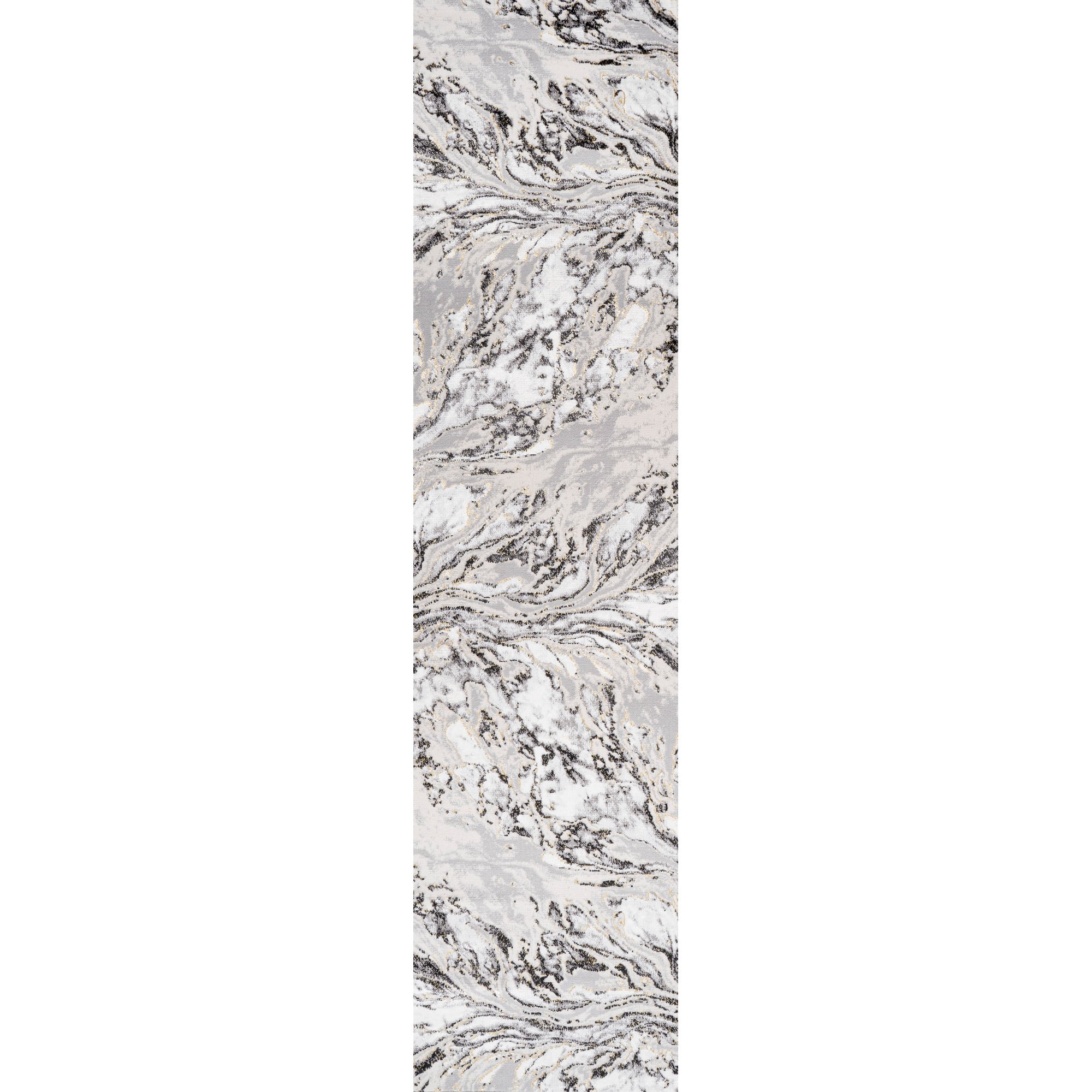 JONATHAN Y SILK ORCHID 2 x 8 Runner Rug, Swirl Marbled Abstract - Gray/Black, SOR203C-28
