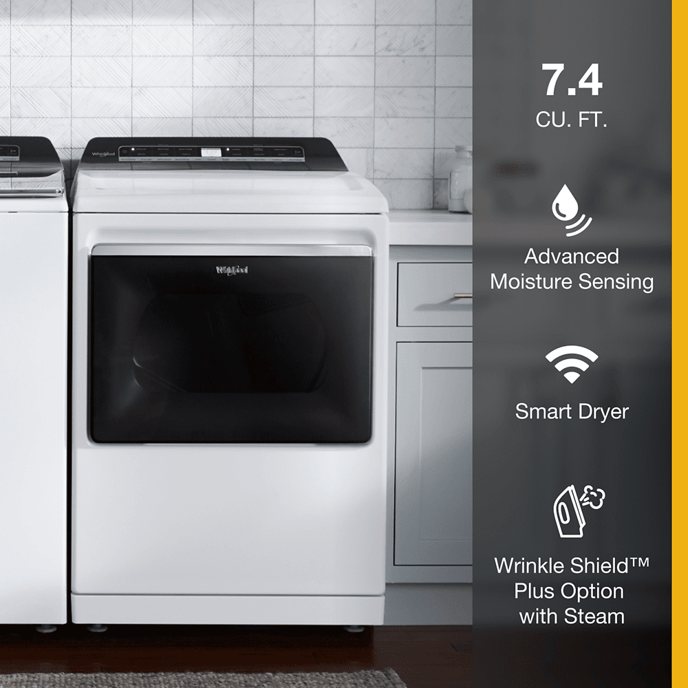 Whirlpool 7.4 cu. ft. Top Load Electric Dryer with Advanced Moisture Sensing - WED8127LW