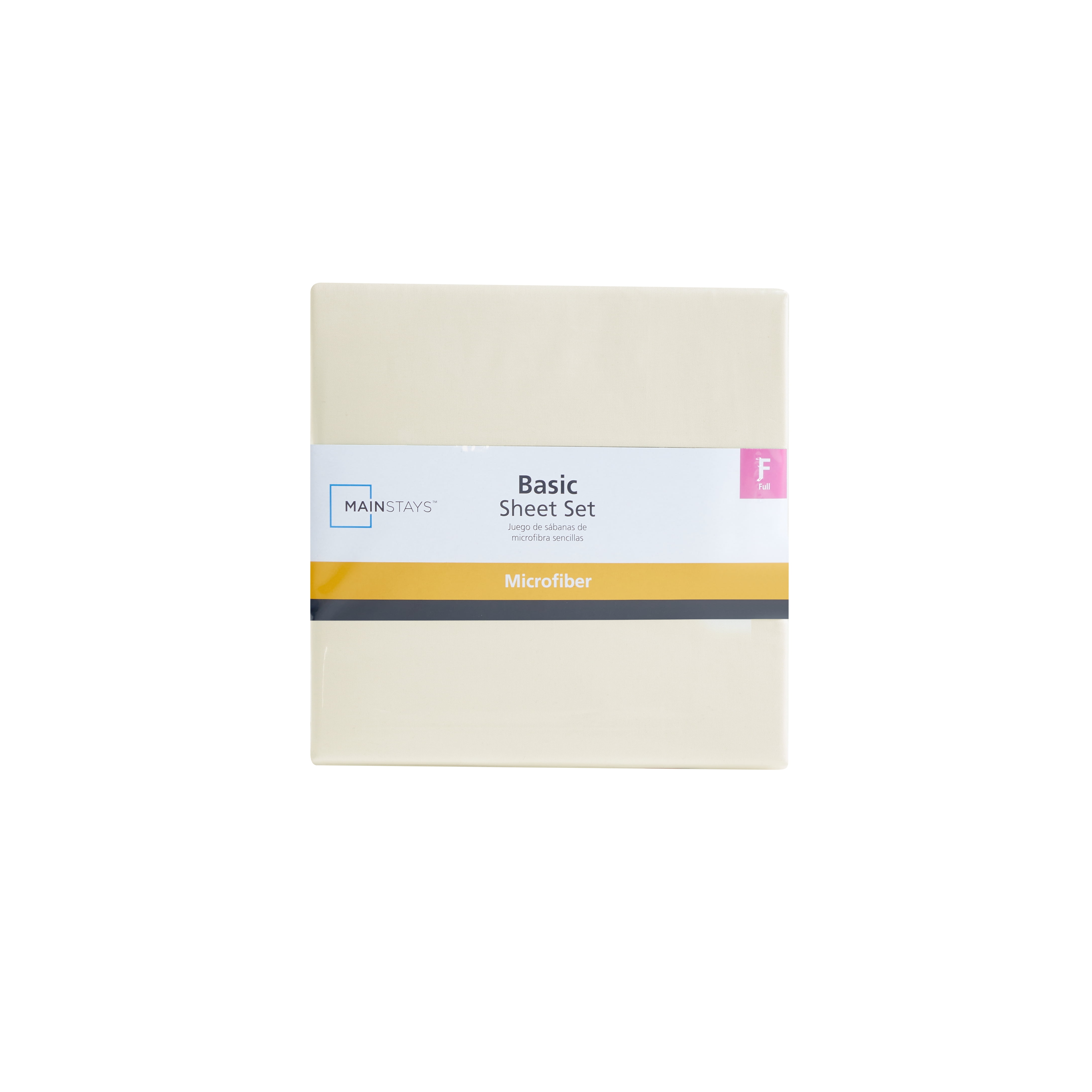 Mainstays Basic Value Microfiber Bed Sheet Set, Fresh Ivory, Full, 4 Piece