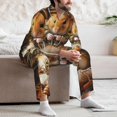 thumbnail image 6 of KLL Modern Floral Guinea Pig Sleepwear Mens Flannel Pajamas,Long Cotton Pj Set, 6 of 7