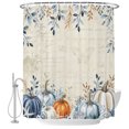 thumbnail image 2 of Shower Curtains for Bathroom, Blue Pumpkins Fall Waterproof Fabric Shower Curtain, Thanksgiving Leaves Farmhouse Decorative Bathroom Curtain for Bathtub, 36"x72", No Hooks Included, 2 of 9